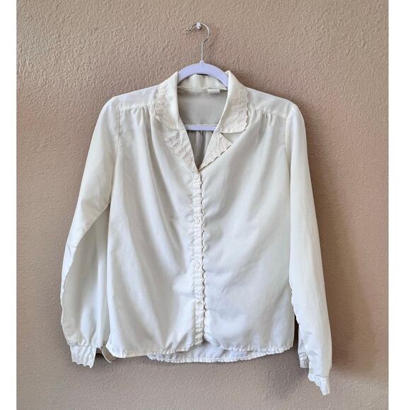 Lori Beth Tops - Vintage 1980's Lori Beth ivory button down size small